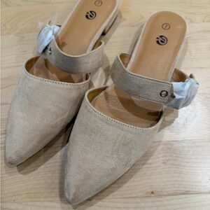 Amazon Beige Suede Women's Sandals with Buckle Accent